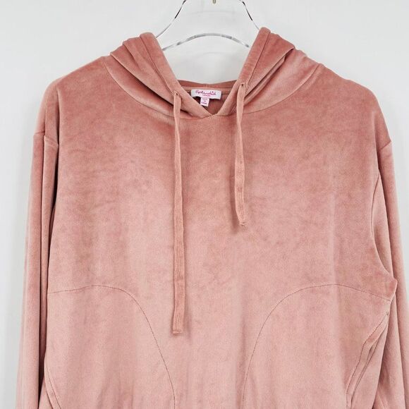 Splendid Size Large Dusty Pink Long Sleeve Velvet Cropped Hoodie - Picture 2 of 9